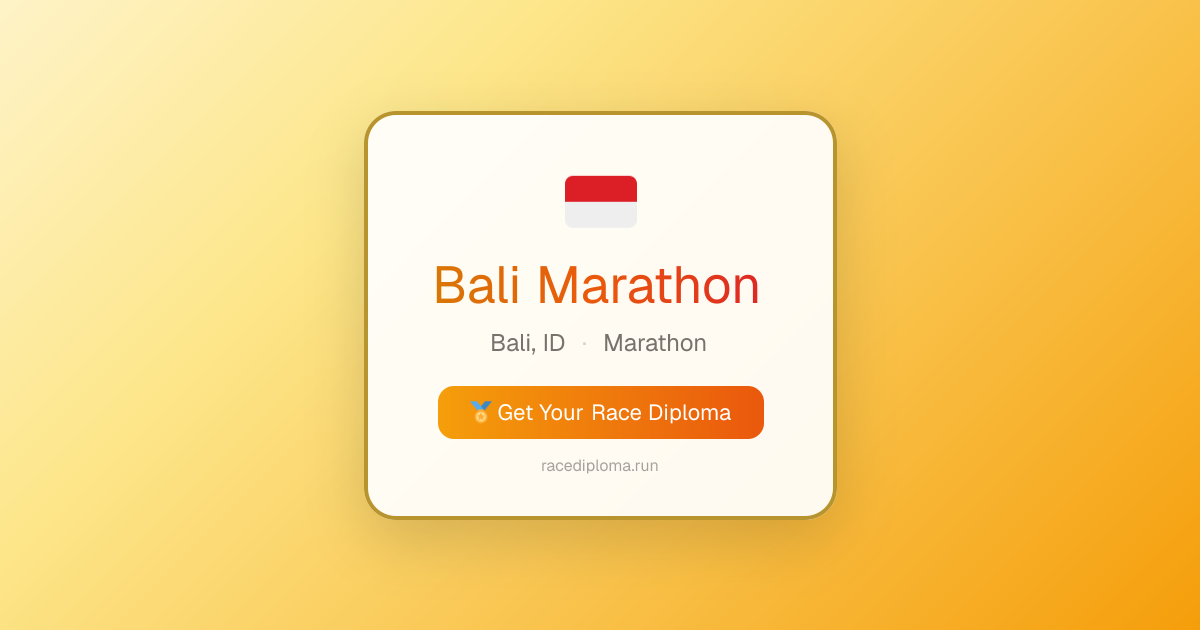 Bali Marathon 2026 — Results, Diploma & Certificate | Race Diploma