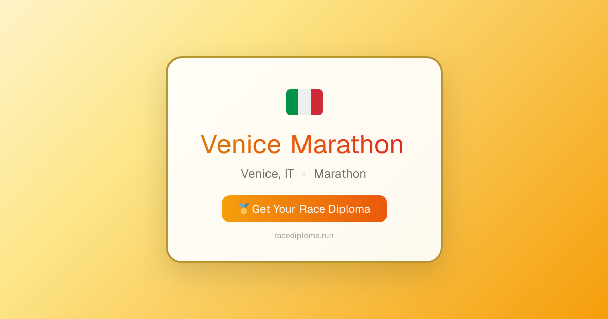 Venice Marathon 2026 — Results, Diploma & Certificate | Race Diploma